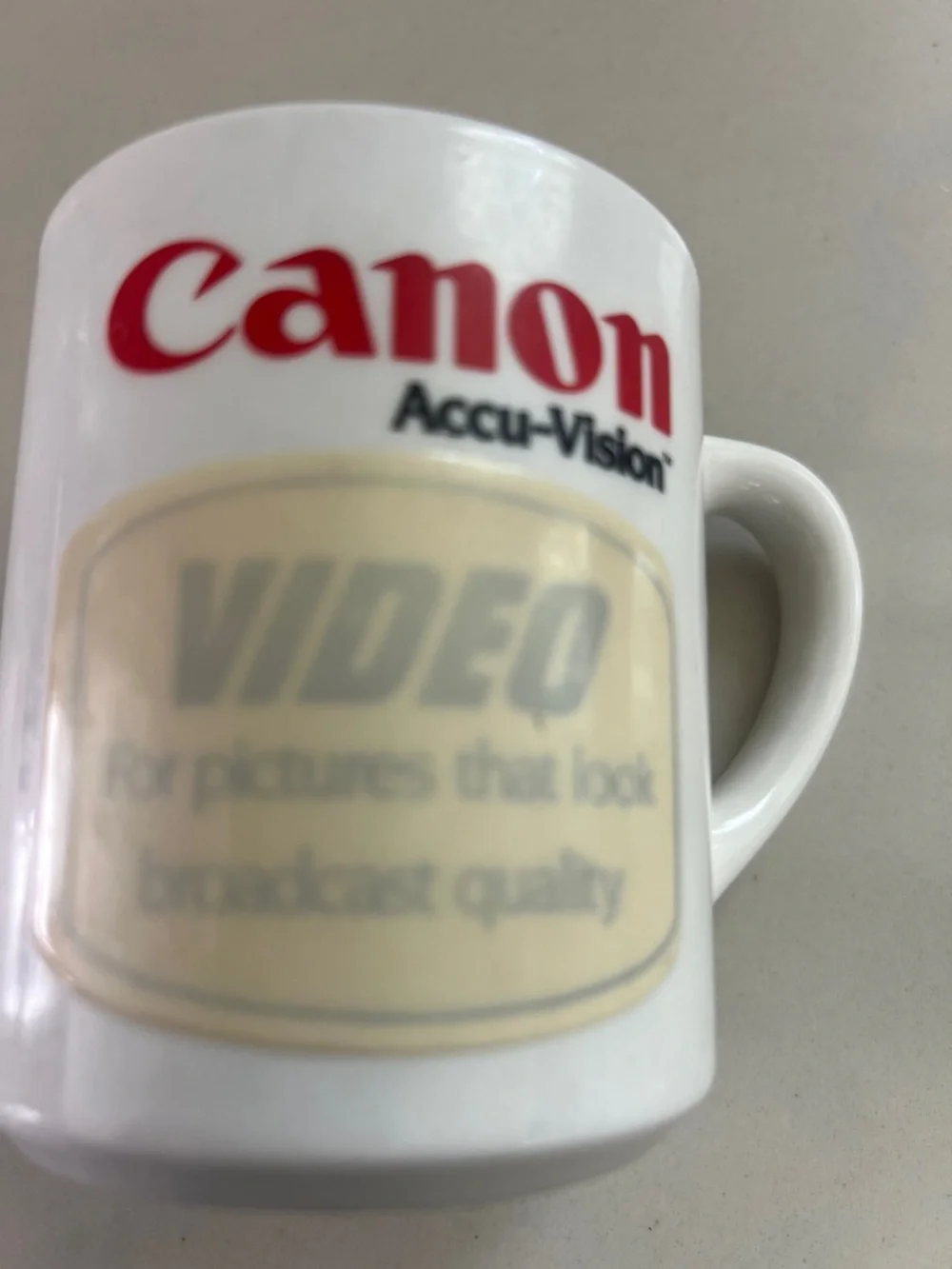 Canon Vintage 80's White Ceramic Mug with Red Logo